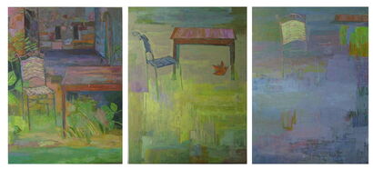 Water Level is Rising, Now – Tomorrow - Then - a Paint Artowrk by MarjaLeena Pohjola-Valkola